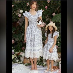 Ivy City Hattie in White Lace Midi Dress Medium